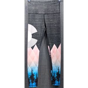COLORADO LIMITED Womens Athletic Pants - Gray/Pink, Colorful Mountains, Yoga, XS